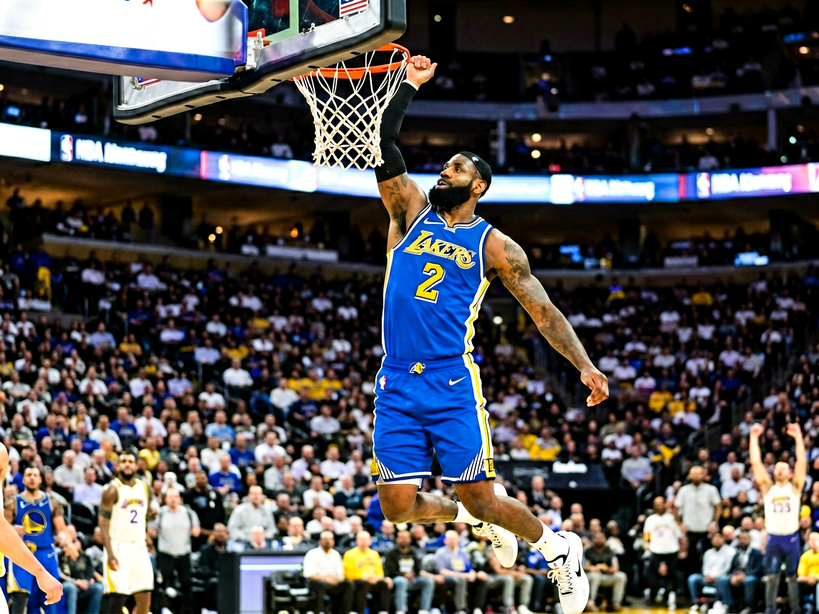 NBA比赛中球员突破上篮的动感画面